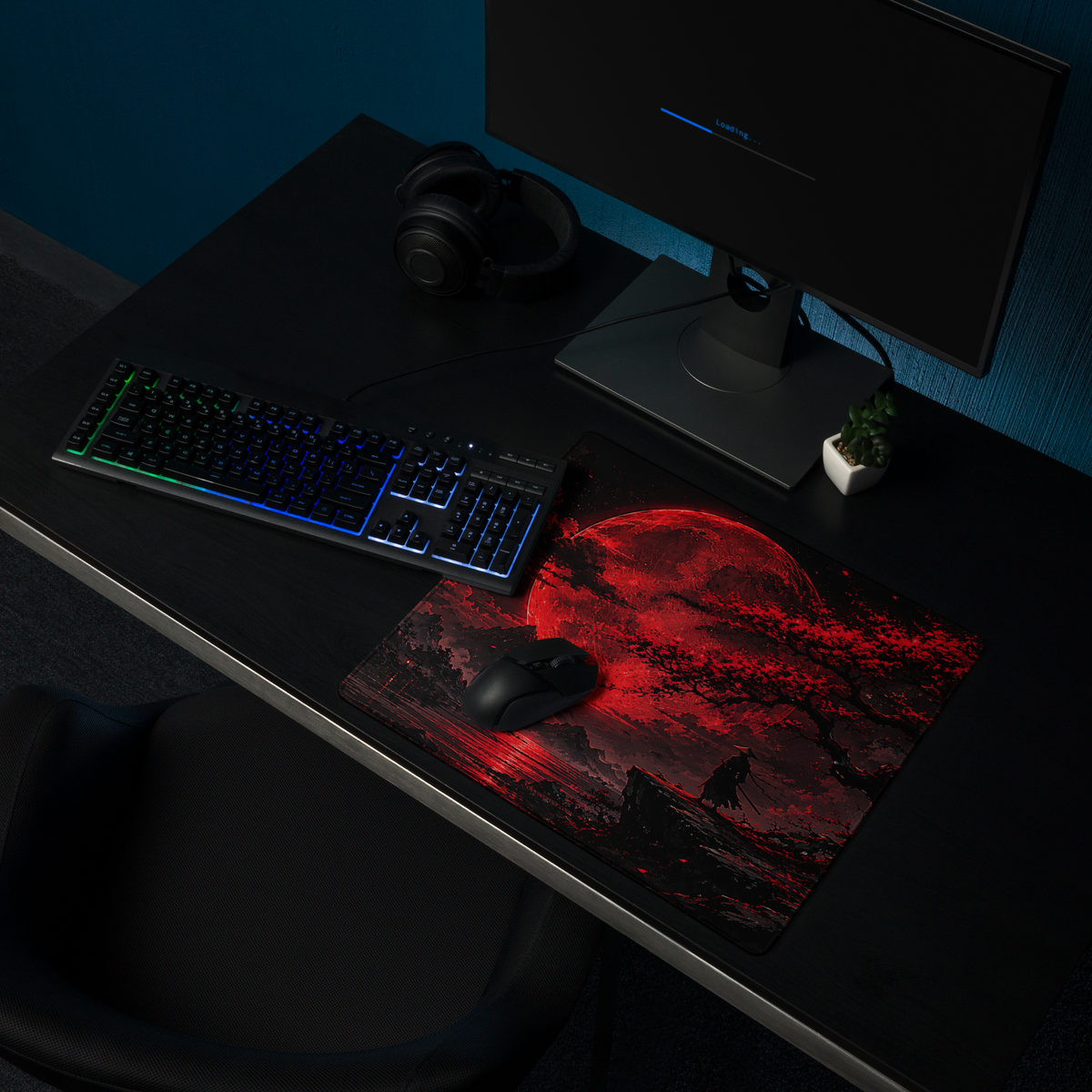Crimson Eclipse 18″×16″ Mouse Pad – Anti-Slip Rubber, Smooth Polyester Top