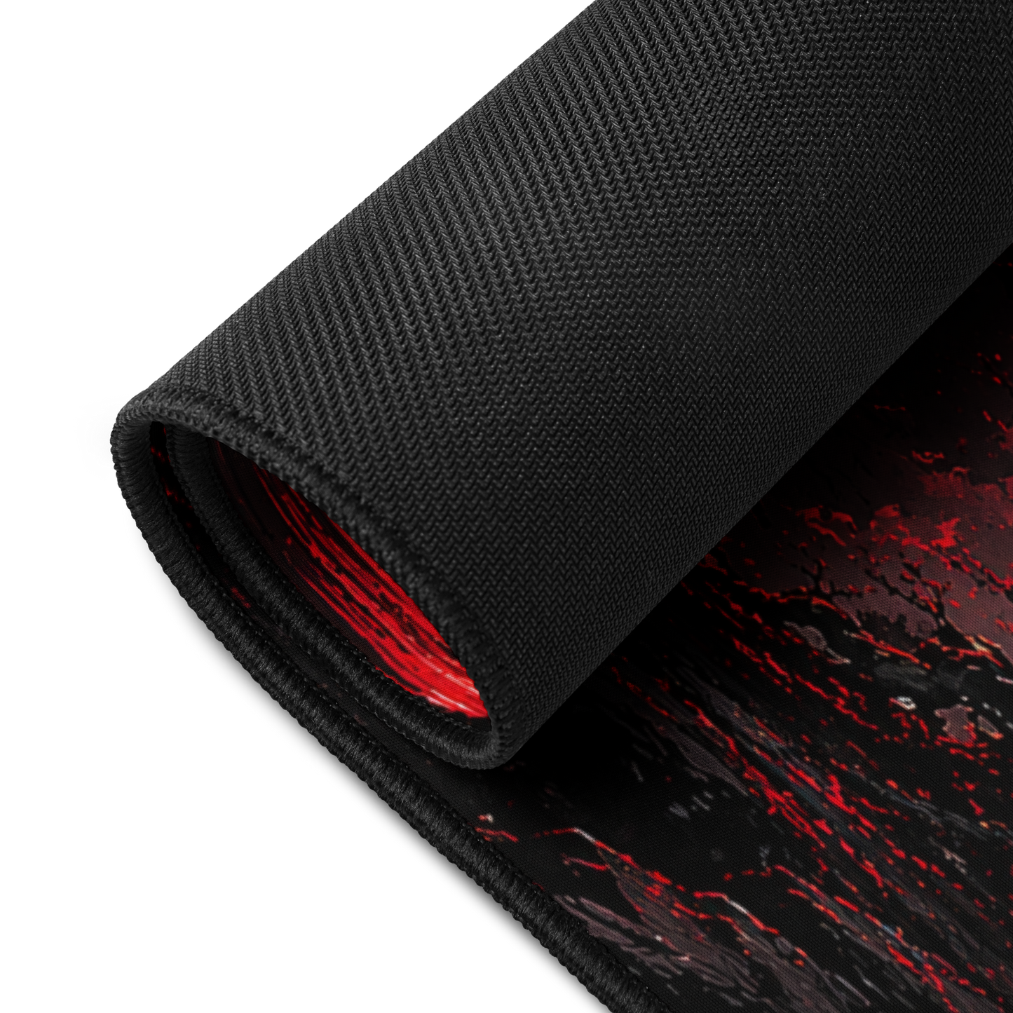 Crimson Eclipse Desk Mat – 12" x 18" – Anti-Slip Rubber, Smooth Polyester Top