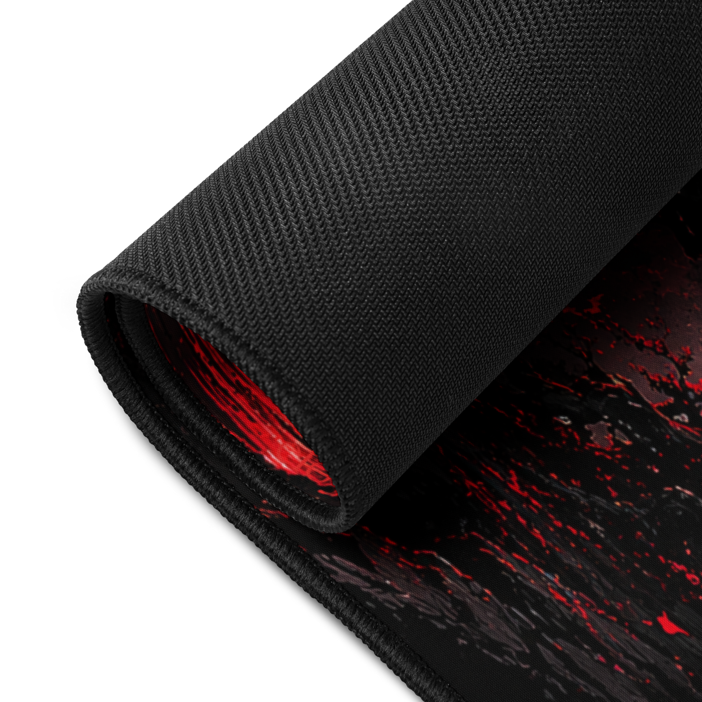 Crimson Eclipse Desk Mat – 12" x 22" – Anti-Slip Rubber, Smooth Polyester Top