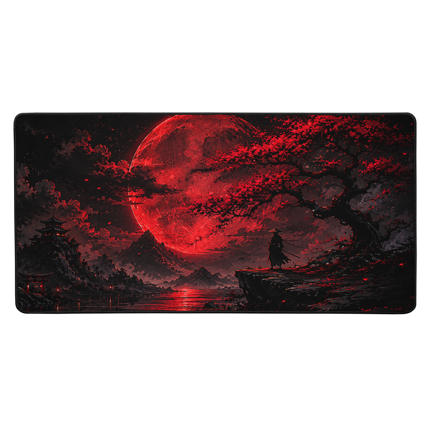 Crimson Eclipse Desk Mat – 16" x 32"