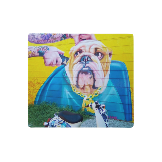 Bulldog Groom Street Graffiti Gaming Mouse Pad – 18" x 16" – Non-Slip Rubber, Polyester Surface