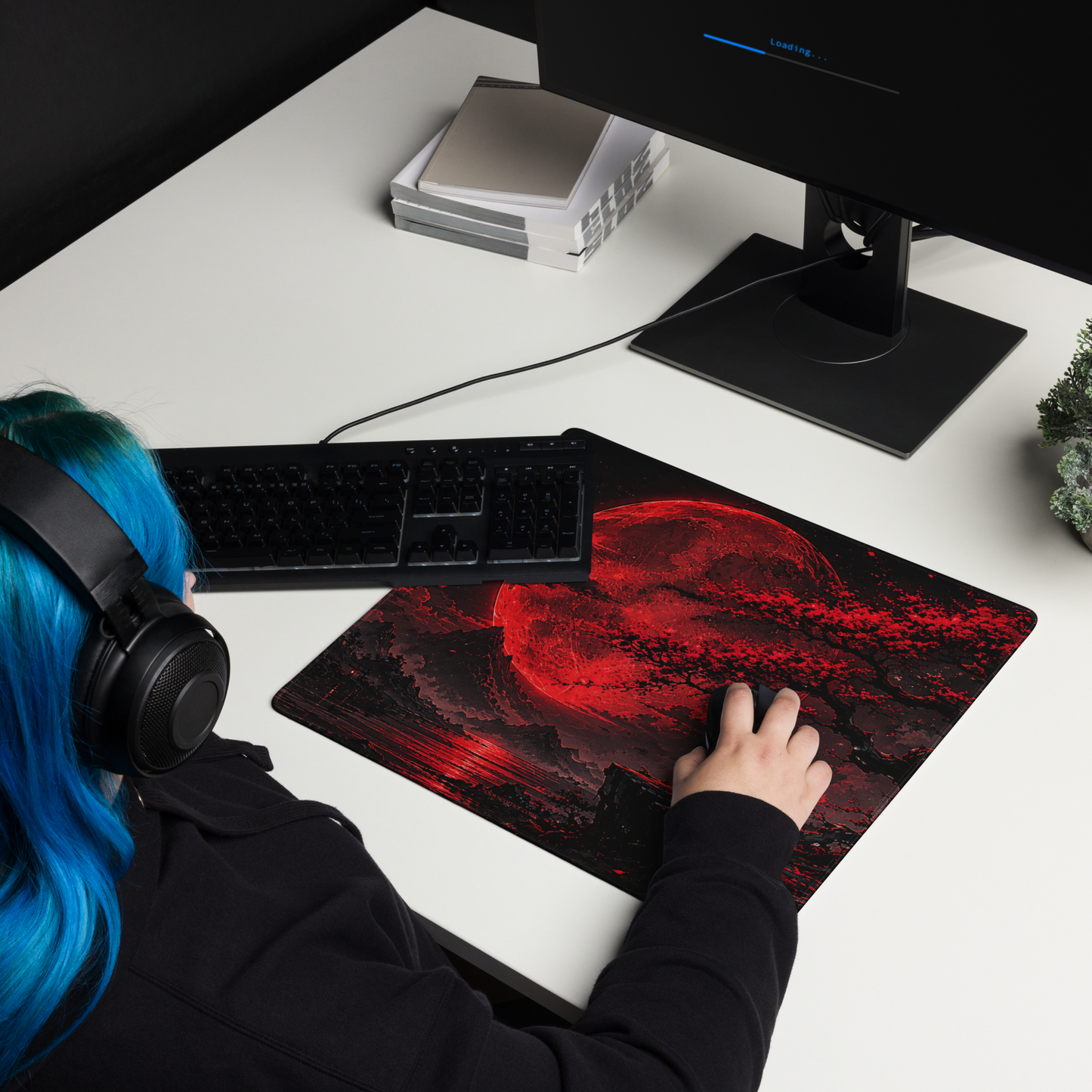 Crimson Eclipse Gaming Mouse Pad – 18" x 16"