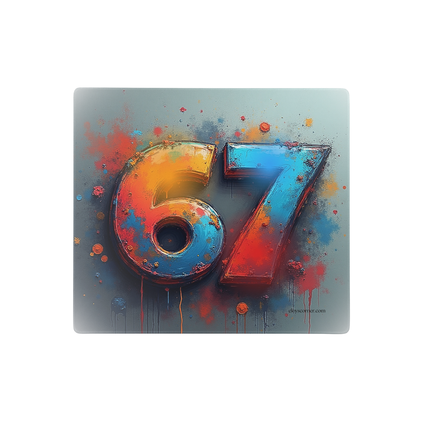 67 Splash Art Gaming Mouse Pad – 18" x 16" – Non-Slip Rubber, Polyester Surface