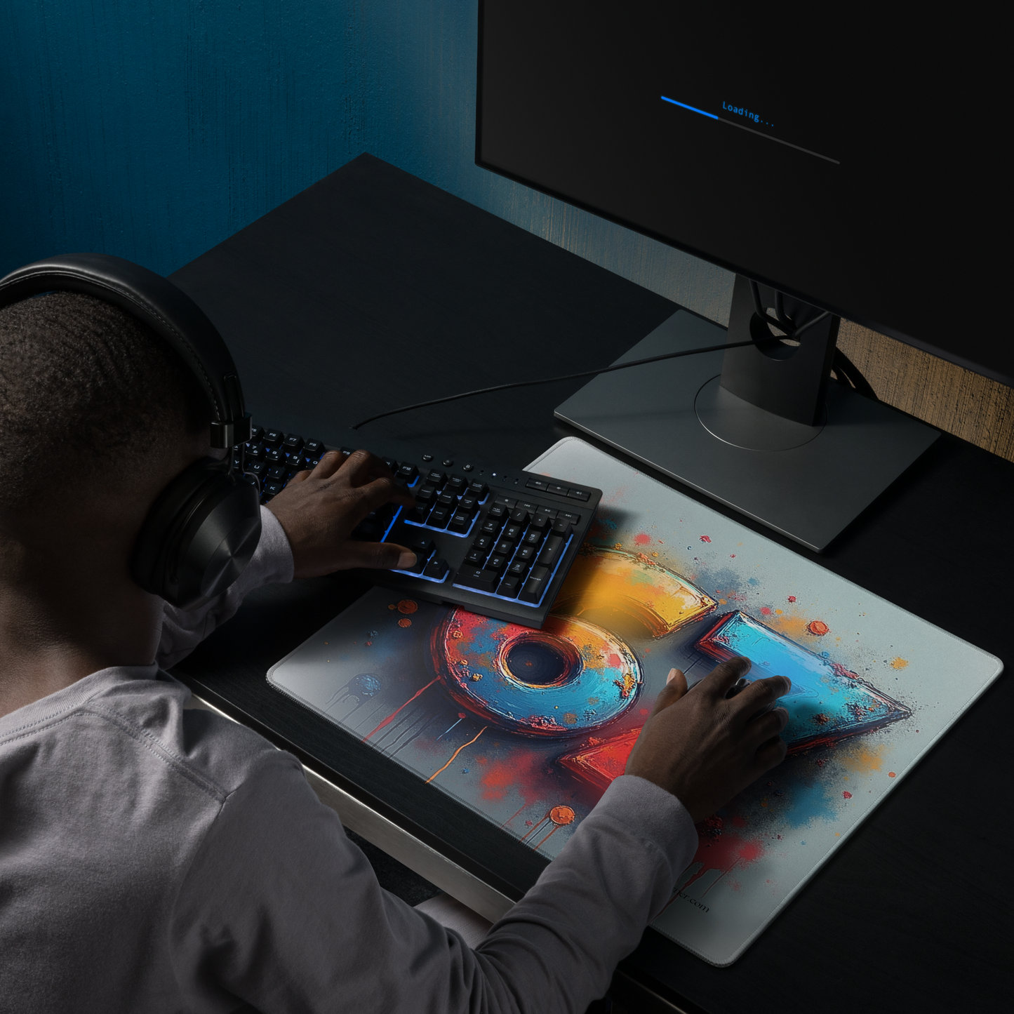67 Splash Art Gaming Mouse Pad – 18" x 16" – Non-Slip Rubber, Polyester Surface
