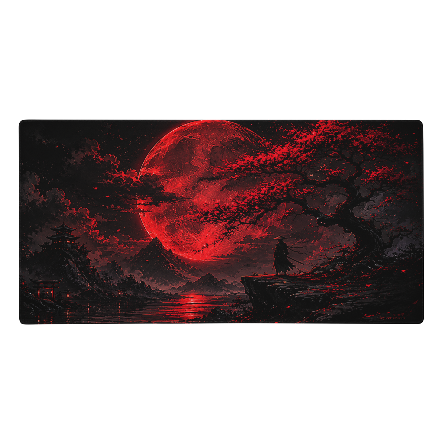 Crimson Eclipse Gaming Mouse Pad – 36" x 18" Full-Desk XL