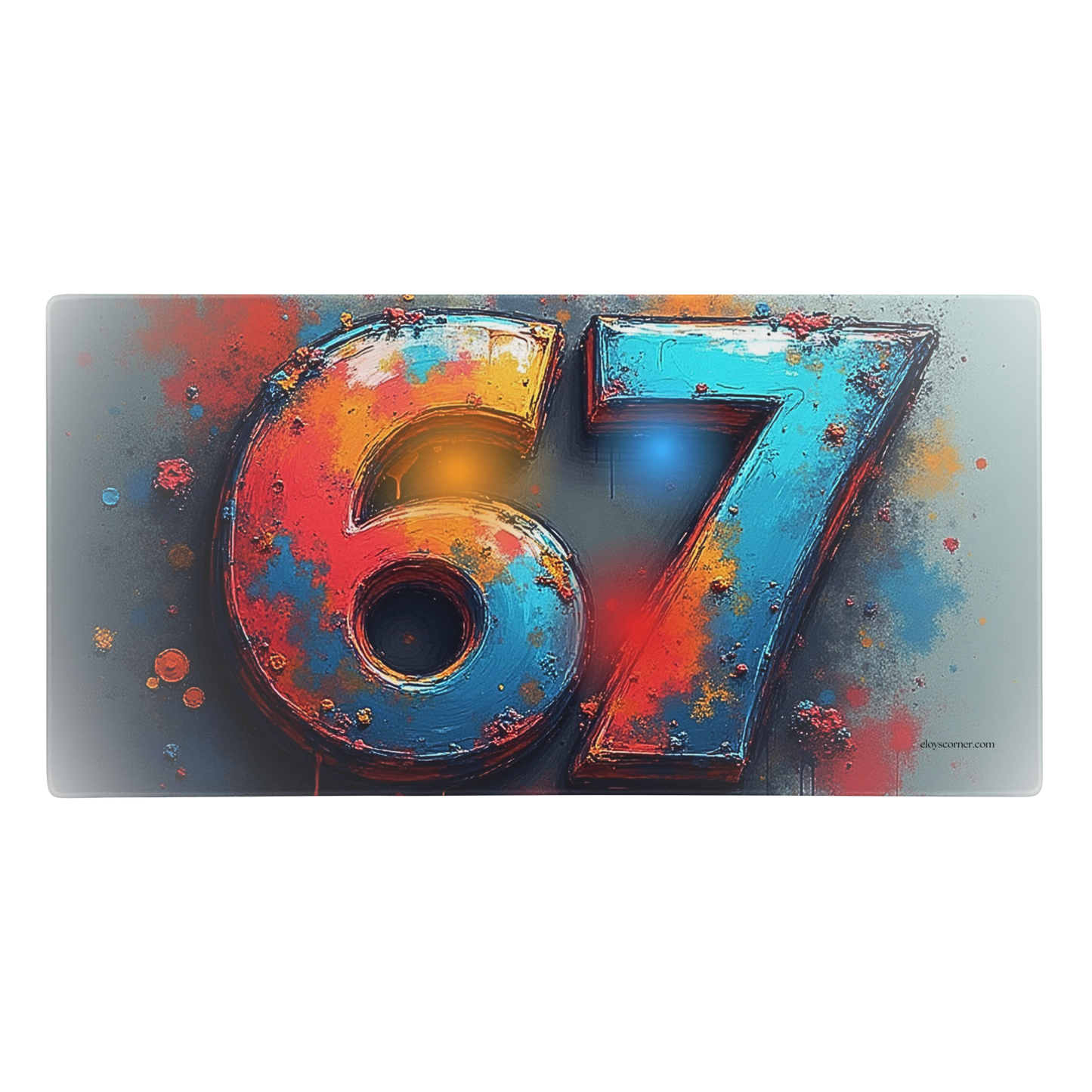 67 Splash Art Gaming Mouse Pad – 18" x 36" Full-Desk, Non-Slip Rubber, Polyester Surface