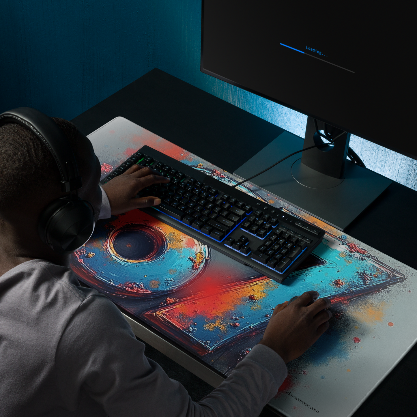 67 Splash Art Gaming Mouse Pad – 18" x 36" Full-Desk, Non-Slip Rubber, Polyester Surface