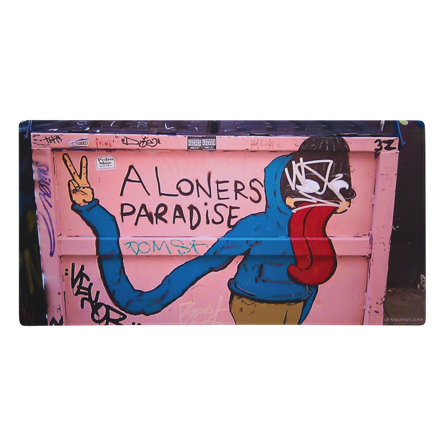 A Loner Paradise Street Graffiti Gaming Mouse Pad – 36" x 18" – Full-Desk, Non-Slip Rubber, Polyester
