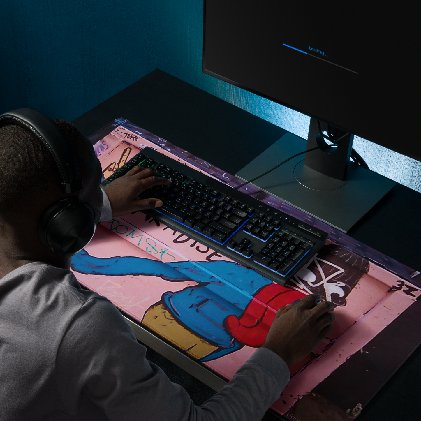 A Loner Paradise Street Graffiti Gaming Mouse Pad – 36" x 18" – Full-Desk, Non-Slip Rubber, Polyester