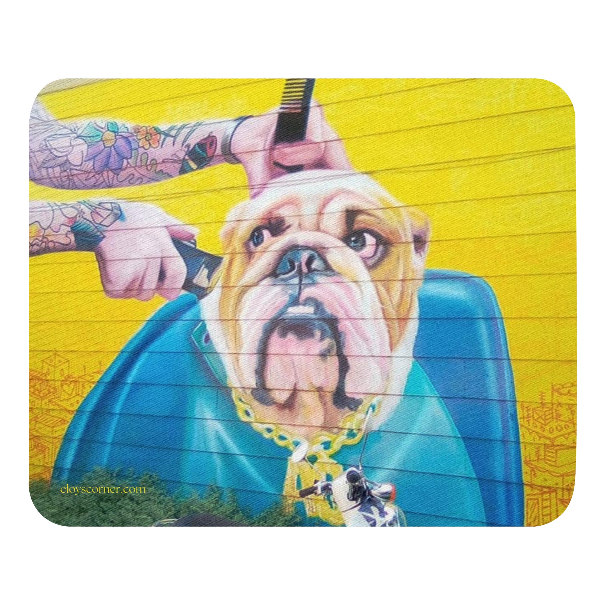 8.7" x 7.1" Dog Hair Cut Yellow Mouse Pad (horizontal)