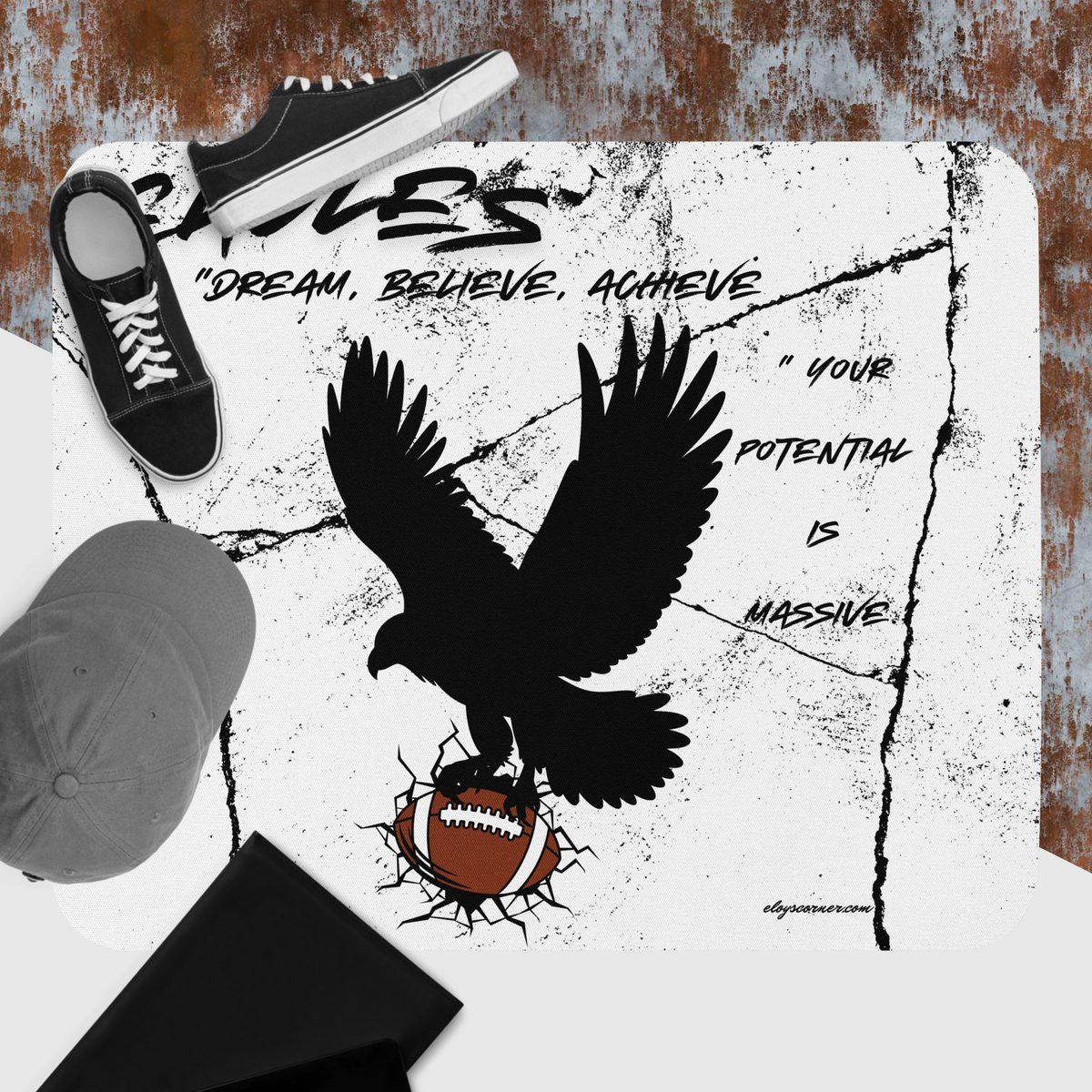 Eagles Dream Believe, Achieve  Mouse Pad 8.7" x 7.1" – Smooth Polyester, Non-Slip Rubber Base, Abstract Artistic Desk Mat