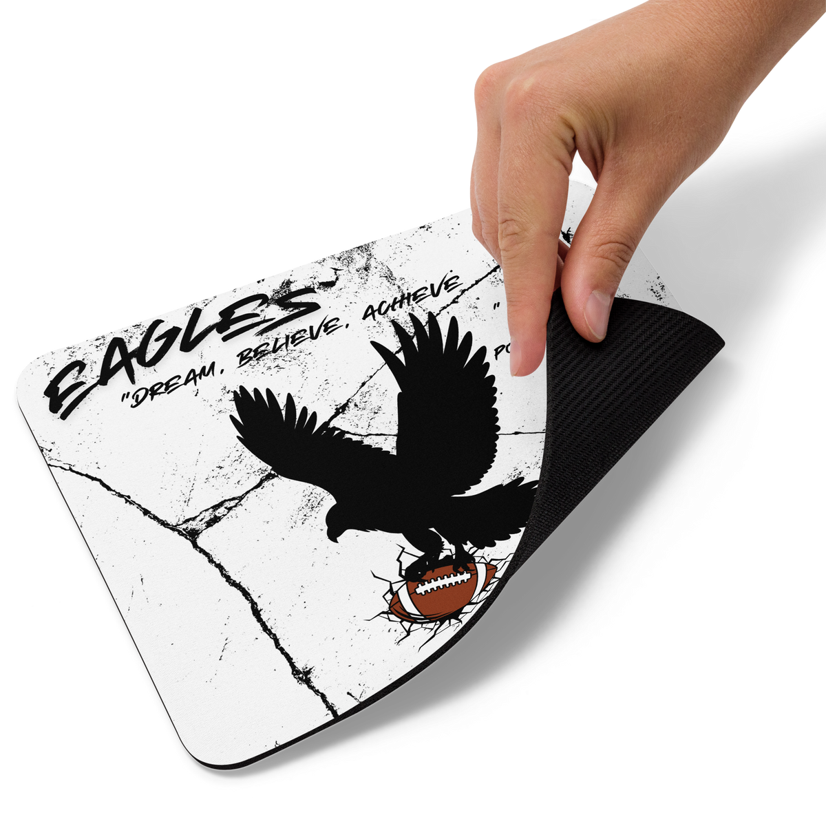 Eagles Dream Believe, Achieve  Mouse Pad 8.7" x 7.1" – Smooth Polyester, Non-Slip Rubber Base, Abstract Artistic Desk Mat